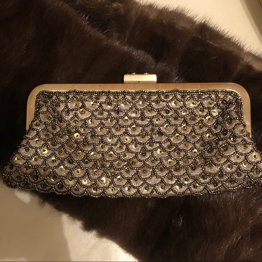 Vintage La Viola sequin beaded clutch purse